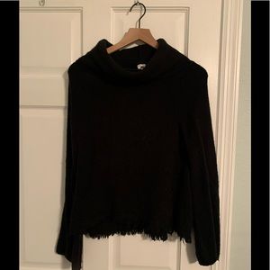 Akemi+Kin Fringe Black Turtleneck Sweater